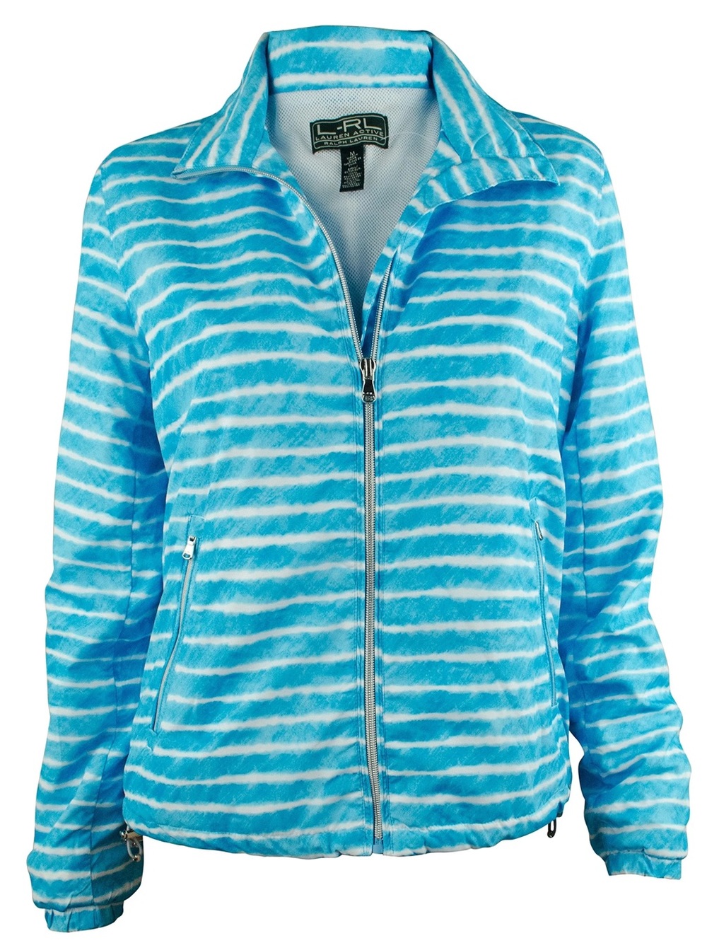 Ralph Lauren Aqua and White Striped Swim Coverup Jacket